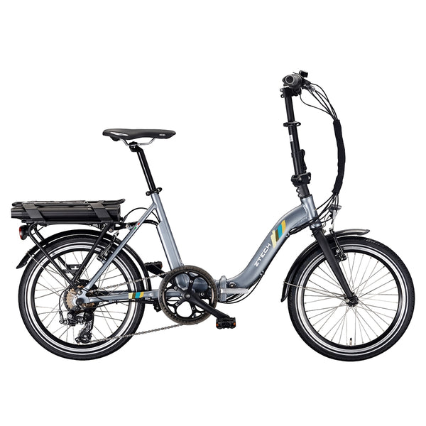 Bicicleta electrica Ztech ZT-71 URBAN autonomie 40 Km viteza maxima 25 km/h putere 250W acumulator 6.6Ah/36V pliabila nu necesita permis-Gri