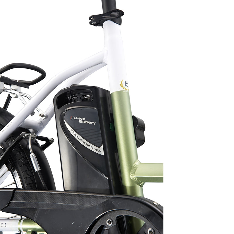 Bicicleta electrica Ztech ZT-73 COMPACT autonomie 40 Km viteza maxima 25 km/h putere 250W acumulator 6.6Ah/36V nu necesita permis-Verde