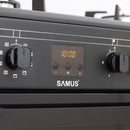 Aragaz electric / gaz Samus SM665AENS ANTRAHCIT 4 arzatoare pe gaz cuptor electric 10 functii convectie 3D latime 60 cm aprindere electrica plita timer digital lumina interioara suprafata plita din sticla securizata