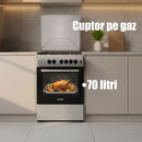 RESIGILAT: Aragaz pe gaz Samus SM664XPGS1 4 arzatoare cuptor pe gaz 70 litri 1 arzator Wok aprindere electrica dispozitiv siguranta plita si cuptor timer, grill iluminare cuptor latime 60 cm, finisaj inox
