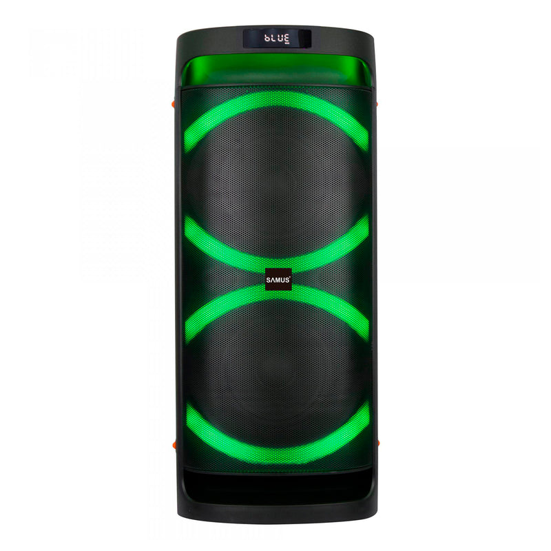 Boxa portabila Samus ROCKSTAR 8 - 1000W Bluetooth USB slot card microSD / TF Aux in intrare microfon si chitara radio FM lumina pe difuzor functie inregistrare negru microfon telecomanda
