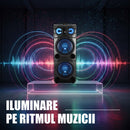 Boxa portabila Samus Fiesta 12 100 W Bluetooth USB slot card SD Aux in radio FM intrare microfon functie True Wireless Stereo negru microfon inclus telecomanda