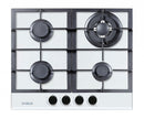 Plita pe gaz incorporabila Samus PSG-64SG3 White 4 arzatoare arzator Wok putere 8 kW aprindere electrica dispozitiv siguranta arzatoare suport sticla