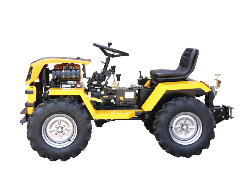 ProGARDEN Campo T12 Minitractor G2.1 4x4, 12CP, diesel, hidraulica fata-spate, roti 6.00-12 cu freza tractata 90 cm plug arat cu 2 brazde