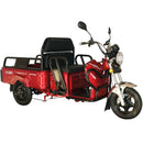 Tricicleta electrica KUBA ECOPIKAP fara permis autonomie 70 Km viteza 25 km/h  bena 105 x 60 cm basculabila putere 1500W acumulatori 72v/20Ah culoare visinie