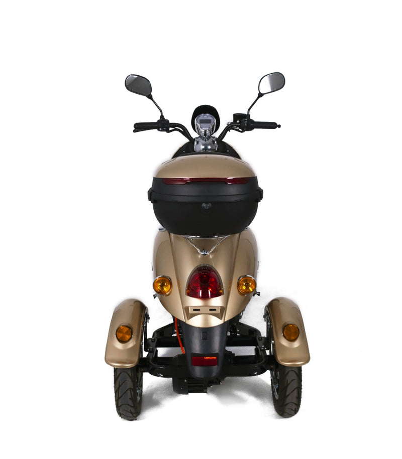 Tricicleta electrica Rotakt Explorer putere 1000W viteza 25 km/h autonomie 45 km acumulatori 60V/20Ah greutate admisa 251kg fara permis
