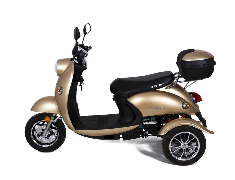 Tricicleta electrica Rotakt Explorer putere 1000W viteza 25 km/h autonomie 45 km acumulatori 60V/20Ah greutate admisa 251kg fara permis