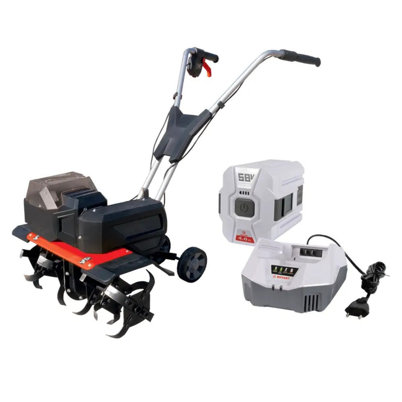 Motocultor cu acumultor Rotakt Pulsar RO40 latime de lucru 28-40cm ghidon reglabil freze + 1 acumulator de 4Ah + statie de incarcare