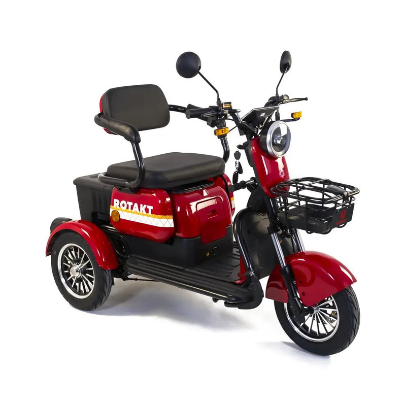 Tricicleta electrica Rotakt Safari putere 1000W viteza 25 km/h autonomie 62 Km acumulatori 60V/20Ah greutate admisa 187kg fara permis Gri