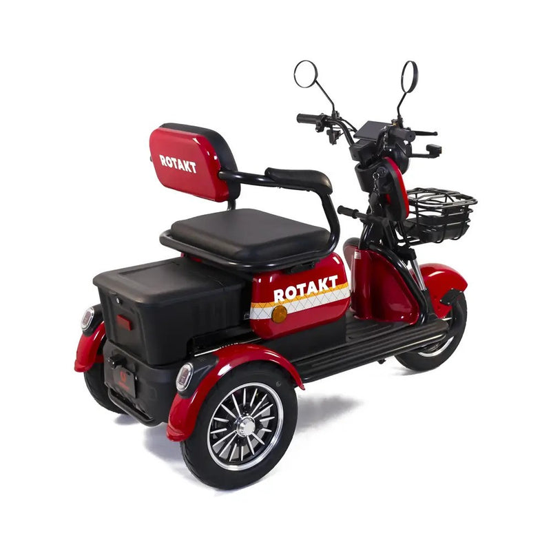 Tricicleta electrica Rotakt Safari putere 1000W viteza 25 km/h autonomie 62 Km acumulatori 60V/20Ah greutate admisa 187kg fara permis Gri
