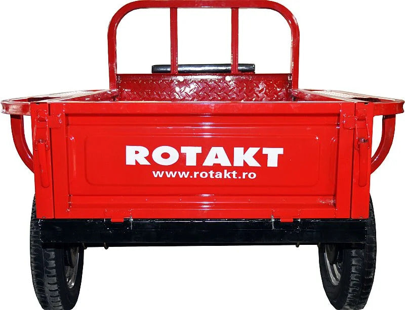 Remorca motocultor Rotakt Katana REM400-1 basculabila capacitate incarcare 400 kg roti 4.00-12 cuva 128x89x31 cm cutie scule frana mecanica