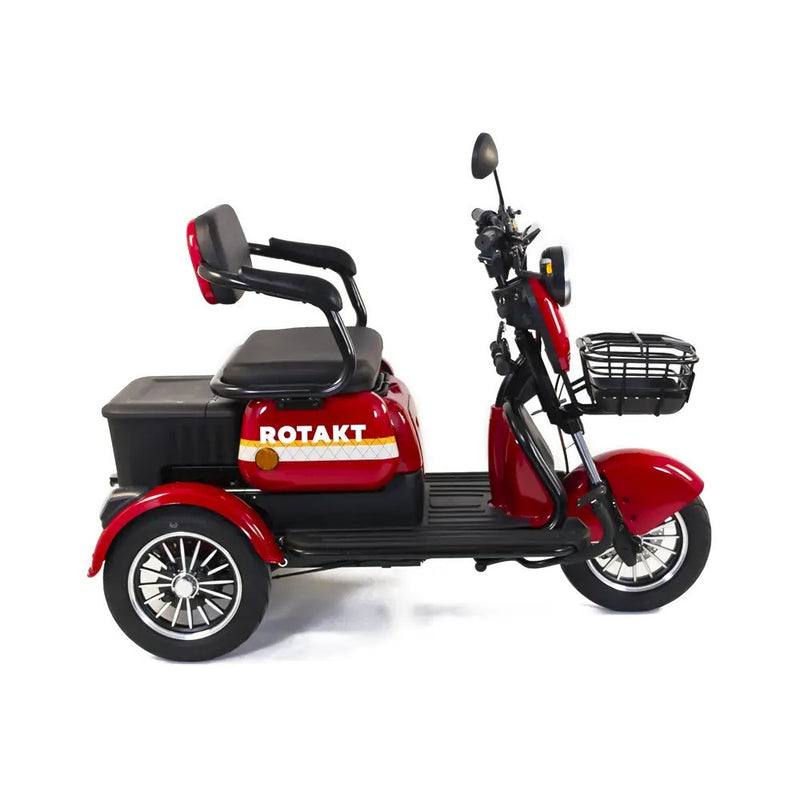 Tricicleta electrica Rotakt Safari putere 1000W viteza 25 km/h autonomie 62 Km acumulatori 60V/20Ah greutate admisa 187kg fara permis Gri