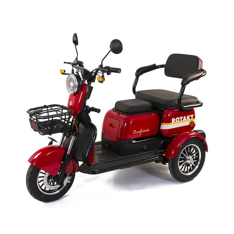 Tricicleta electrica Rotakt Safari putere 1000W viteza 25 km/h autonomie 62 Km acumulatori 60V/20Ah greutate admisa 187kg fara permis Gri