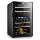 Racitor pentru vin Samus SRV98LMCD 5 rafturi din lemn 88 litri capacitate 33 sticle clasa G 2 zone de racire termostat reglabil racire cu compresor iluminare interioara LED control tactil cu afisaj electronic 88 x 53.5 x 46.5 cm