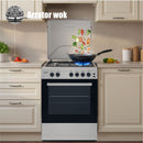 Aragaz pe gaz Samus SM661XPGS1 4 arzatoare (1 wok) Cuptor pe gaz 55 L Grill Timer Aprindere electrica plita Siguranta plita + cuptor