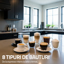 Espressor cafea Samus Cafe Luxe 20 K cafea macinata + capsule 20 bar 1350 W capacitate 1.5 litri rezervor lapte 8 bauturi presetate afisaj digital tactil tehnologie Thermalblock curatare automata negru + argintiu