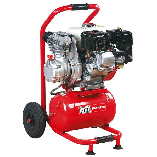 Compresor de aer cu ulei motor termic pe benzina cu un cilindru si o treapta de compresie Fini PIONEER MK236 - 4 HONDA 3 kW 10 bar 235 l/min cu butelie de 9.5 l