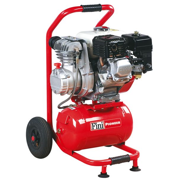 Compresor de aer cu ulei motor termic pe benzina cu un cilindru si o treapta de compresie Fini PIONEER MK236 - 4 HONDA 3 kW 10 bar 235 l/min cu butelie de 9.5 l