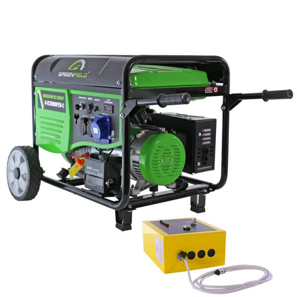 Generator de curent pe benzina Greenfield G-EC11000PEW-C+ATS_11000 portabil 230V 9.2 kVA pornire electrica automatizata cu panou ATS
