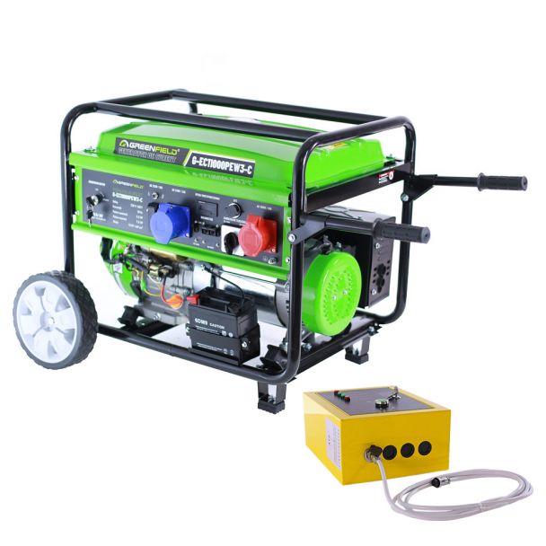 Generator de curent pe benzina Greenfield G-EC11000PEW3-C+ATS_11000 portabil 400/230V 9.2 kVA pornire electrica automatizata cu panou ATS
