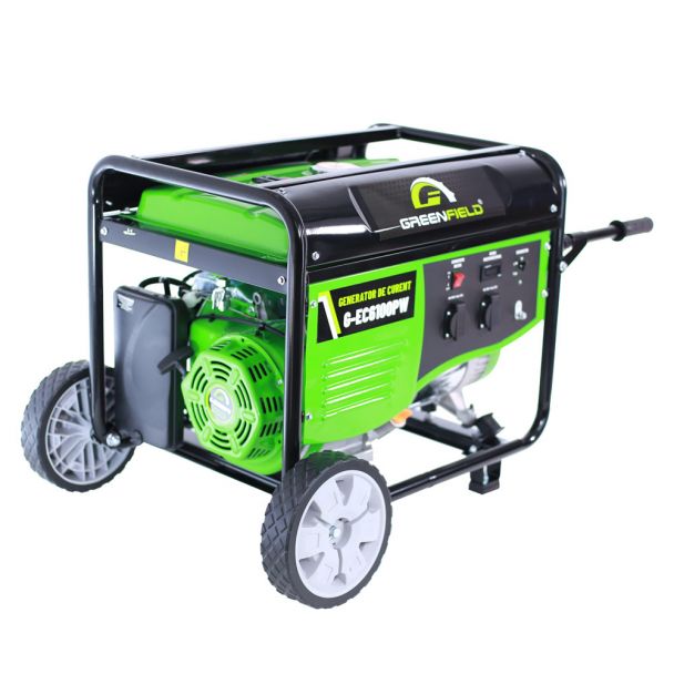 Generator de curent pe benzina Greenfield G-EC6100PW portabil monofazat 4.5 kVA roti de transport