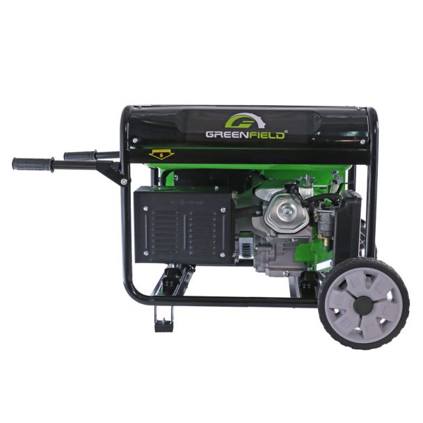 Generator de curent pe benzina Greenfield G-EC6600PEW portabil pornire electrica monofazat 5.5 kVA roti de transport
