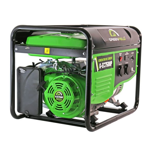 Generator de curent pe benzina Greenfield G-EC7500P portabil pornire manuala monofazat 7 kVA bobinaj cupru
