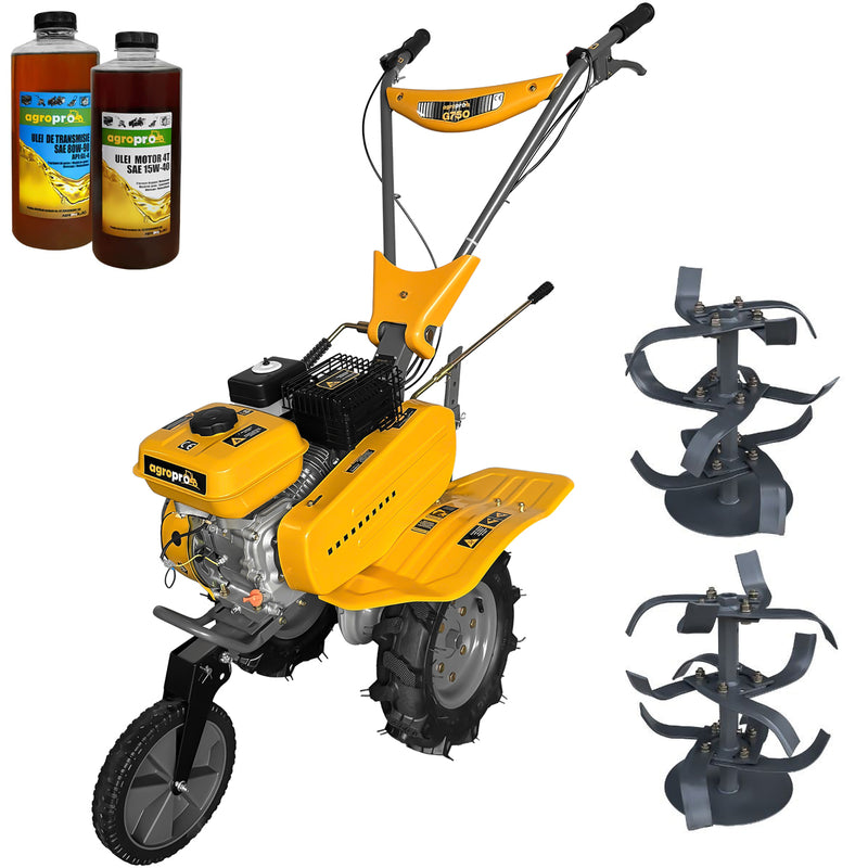 Motosapa AgroPro G750 motor 8 CP benzina 2+1 viteze latime lucru 60-80 cm freze roti cauciuc 4.00x8" 2l ulei