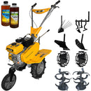 Motosapa AgroPro G750 motor 8 CP benzina 2+1 viteze latime lucru 60-80 cm freze roti cauciuc 4.00x8" roti metal plug arat rarita reglabila plug cartofi cultivator 2l ulei
