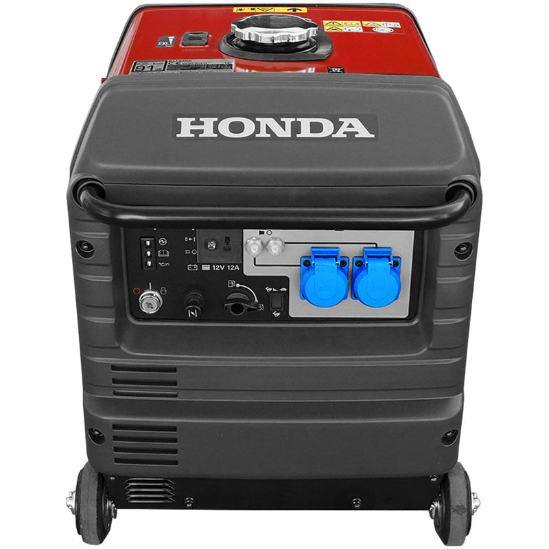 Pachet generator curent Honda EU30iS1 GA6 GW1 putere 3kW 230 V tip inverter benzina pornire electrica silentios roti transport +  lanterna LED magnetica AgroPro