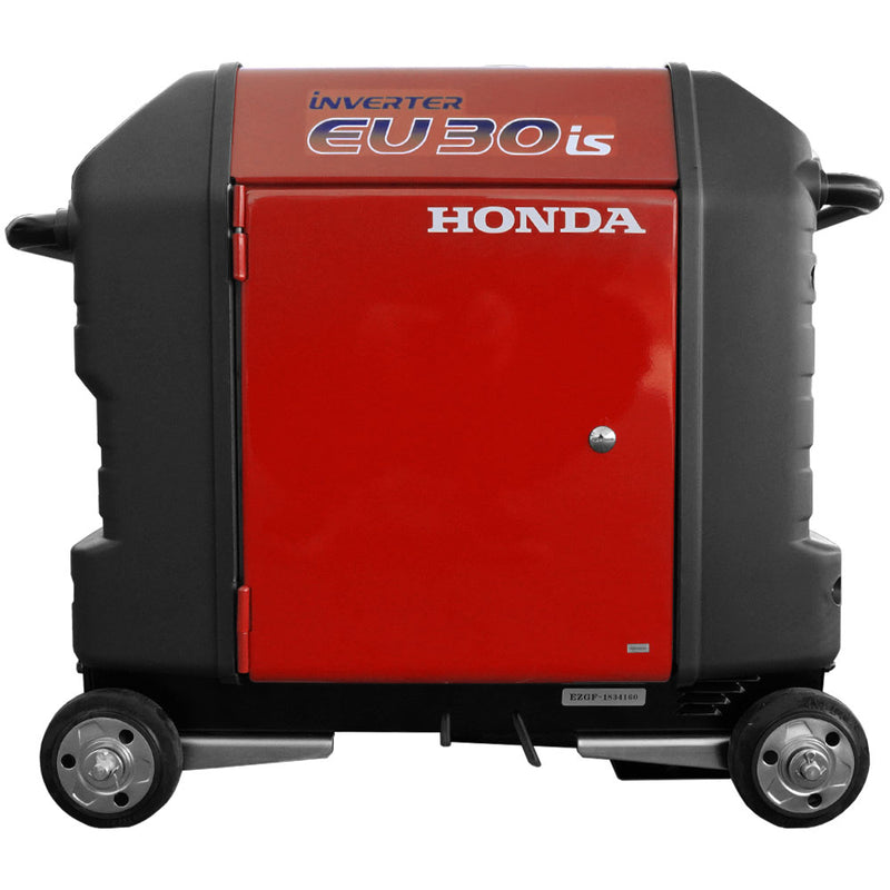 Pachet generator curent Honda EU30iS1 GA6 GW1 putere 3kW 230 V tip inverter benzina pornire electrica silentios roti transport +  lanterna LED magnetica AgroPro