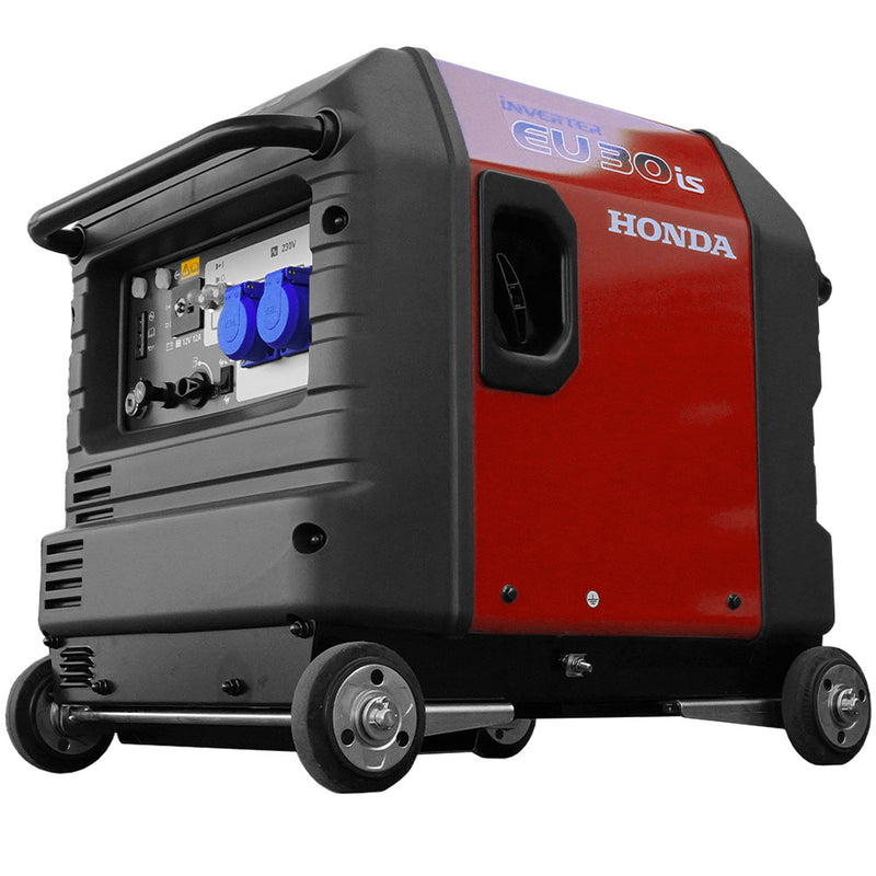 Pachet generator curent Honda EU30iS1 GA6 GW1 putere 3kW 230 V tip inverter benzina pornire electrica silentios roti transport +  lanterna LED magnetica AgroPro