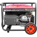 Generator curent Weima WM 8500E Inverter motor 18 CP 4 timpi putere maxima 8kVA 230V benzina rezervor 28 l pornire electrica roti si maner transport