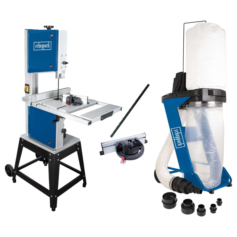 Fierastrau cu banda Scheppach HBS400 putere 750 W + Aspirator rumegus Scheppach DC 500
