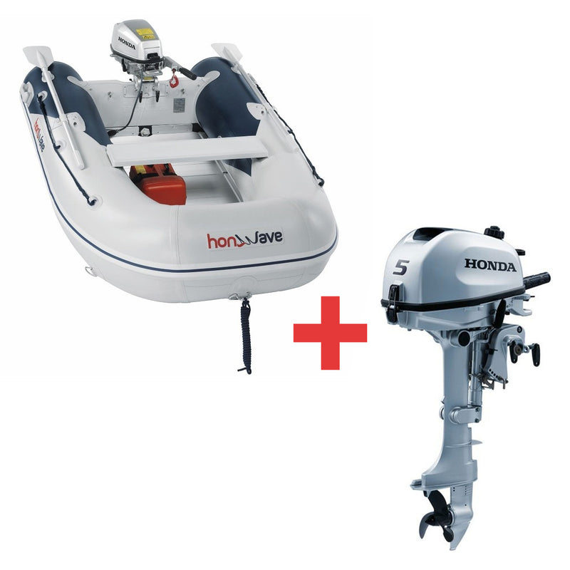 Pachet Barca pneumatica Honda Honwave T30-AE3 cu podina aluminiu greutate 54 kg 4 pasageri lungime 2.97 m + Motor barca Honda BF5 SHU cu Eche cizma scurta 5 CP