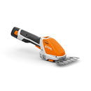 Foarfeca gard viu STIHL HSA 26 putere 0.1 kW cu lama pentru arbusti 20 cm si lama pentru iarba sistem AS fara acumulator si incarcator