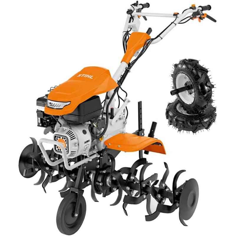 Motosapa STIHL MH 700 motor 7 CP benzina 2+1 viteze latime lucru 98-121 cm freze roti cauciuc 4.00x8" roti metal rarita reglabila 4l ulei
