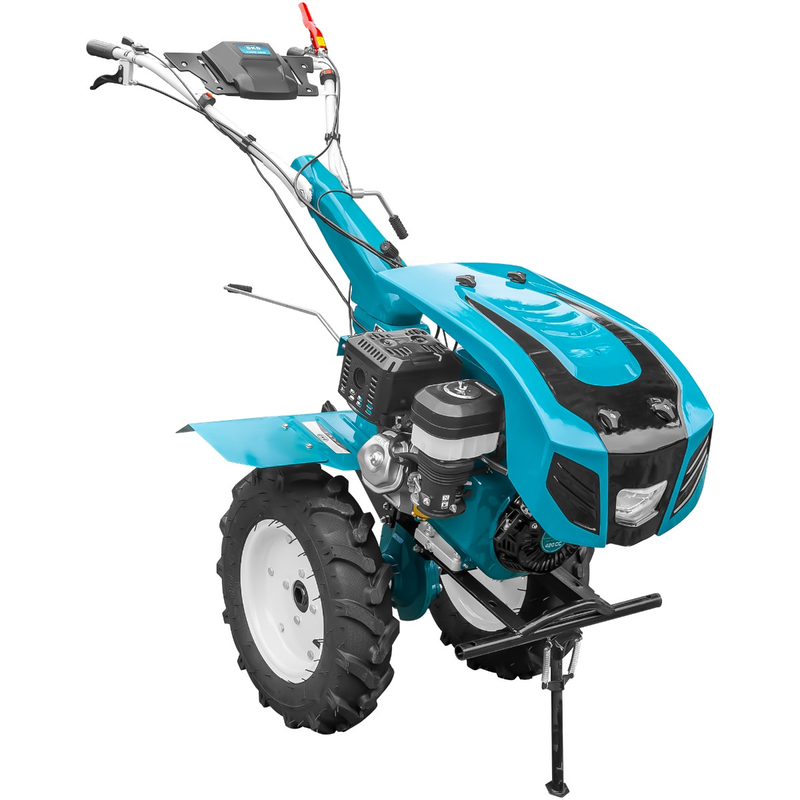 Motocultor profesional DKD HS 1100D motor 18 CP latime lucru 80-120 cm capota cu far freze roti cauciuc remorca 5l ulei