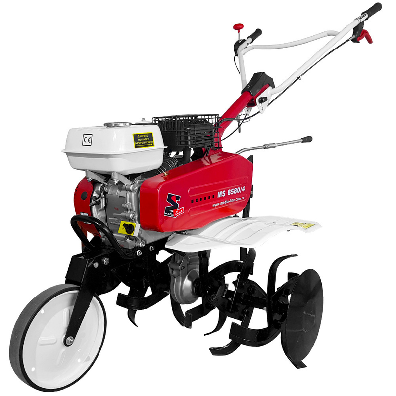 Motosapa Media Line MS 6580 motor 7 CP latime lucru 80 cm 2+1 viteze freze rarita fixa fara roti cauciuc remorca 2l ulei