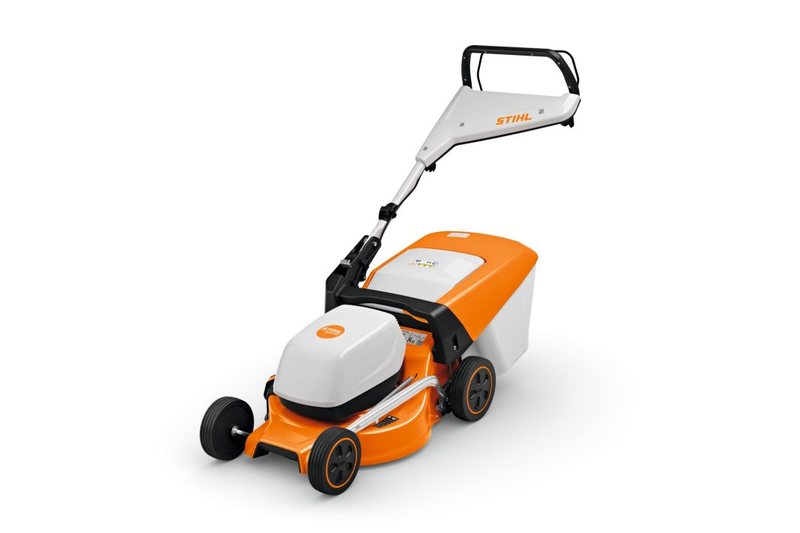 Masina de tuns gazonul STIHL RMA 248 latime taiere 46 cm cos colector 52 L sistem AK fara acumulator si incarcator