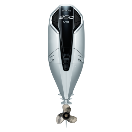 Motor barca Honda BF350 XDU cu mansa cizma lunga DBW 150 CP 4T pornire electrica elice de inox cu 3 aripi port incarcare 70A-Argintiu Aquamarine