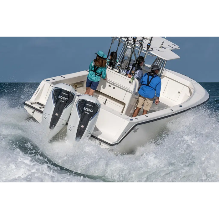 Motor barca Honda BF350 UDU cu mansa cizma extralunga DBW 350 CP 4T pornire electrica elice de inox cu 3 aripi port incarcare 70A-Argintiu Aquamarine