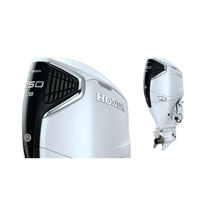 Motor barca Honda BF350 UCDU cu mansa cizma extralunga DBW 350 CP 4T pornire electrica elice contrarotanta de inox cu 3 aripi port incarcare 70A-ALB NH565 “Grand&nbsp;Prix”