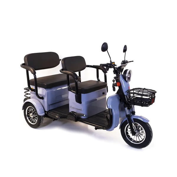 Tricicleta electrica Rotakt Camarad putere 1000W viteza 25 km/h autonomie 58 Km acumulatori 60V/20Ah greutate admisa 313kg fara permis