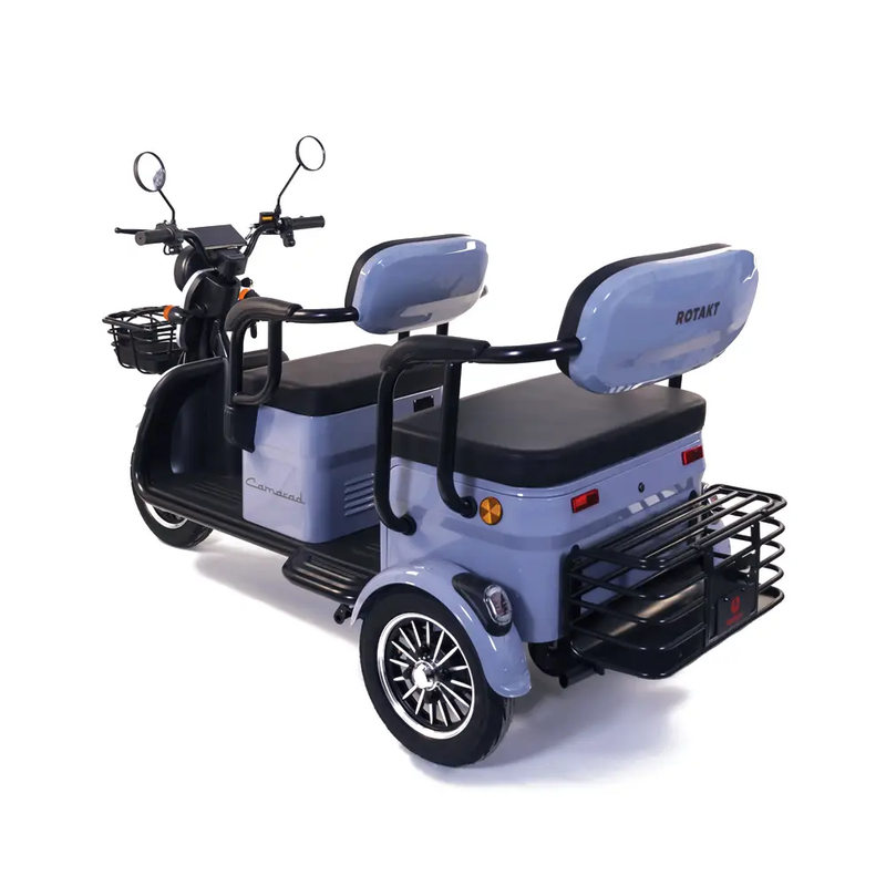 Tricicleta electrica Rotakt Camarad putere 1000W viteza 25 km/h autonomie 58 Km acumulatori 60V/20Ah greutate admisa 313kg fara permis