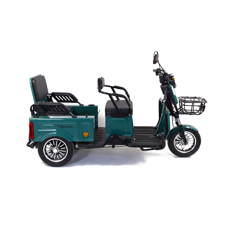 Tricicleta electrica Rotakt Liberia putere 1400W viteza 25 km/h autonomie 48 Km acumulatori 60V/20Ah greutate admisa 292kg fara permis - Albastru
