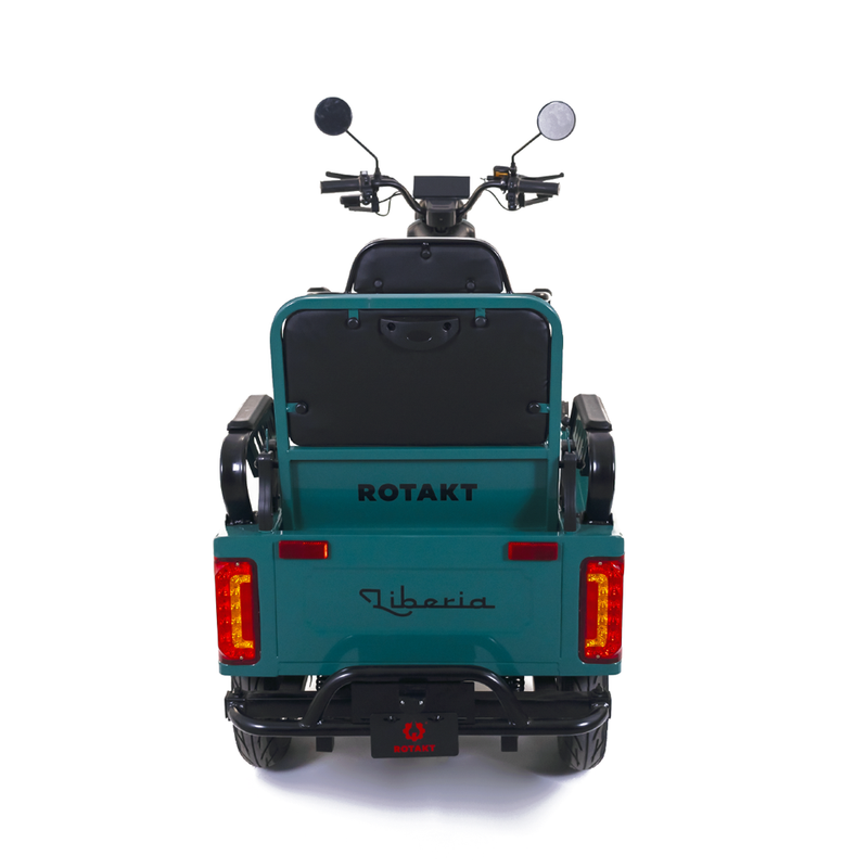 Tricicleta electrica Rotakt Liberia putere 1400W viteza 25 km/h autonomie 48 Km acumulatori 60V/20Ah greutate admisa 292kg fara permis - Albastru