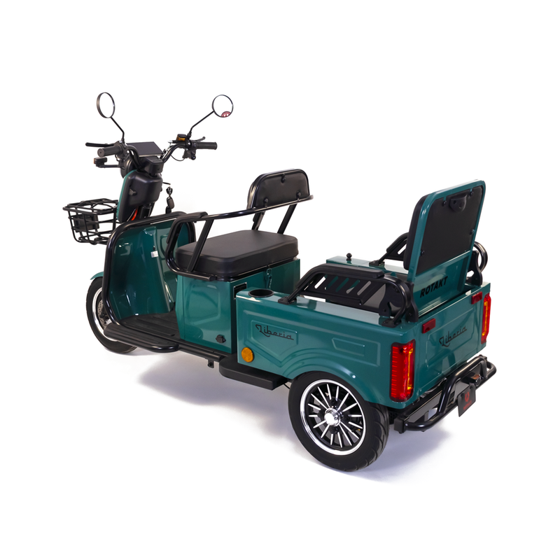 Tricicleta electrica Rotakt Liberia putere 1400W viteza 25 km/h autonomie 48 Km acumulatori 60V/20Ah greutate admisa 292kg fara permis - Verde