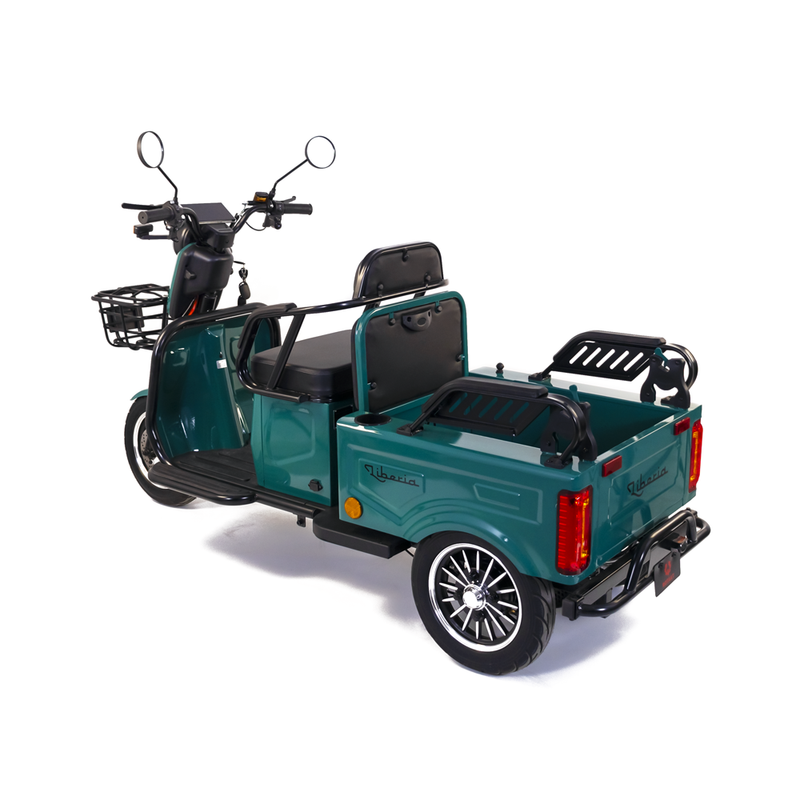 Tricicleta electrica Rotakt Liberia putere 1400W viteza 25 km/h autonomie 48 Km acumulatori 60V/20Ah greutate admisa 292kg fara permis - Verde