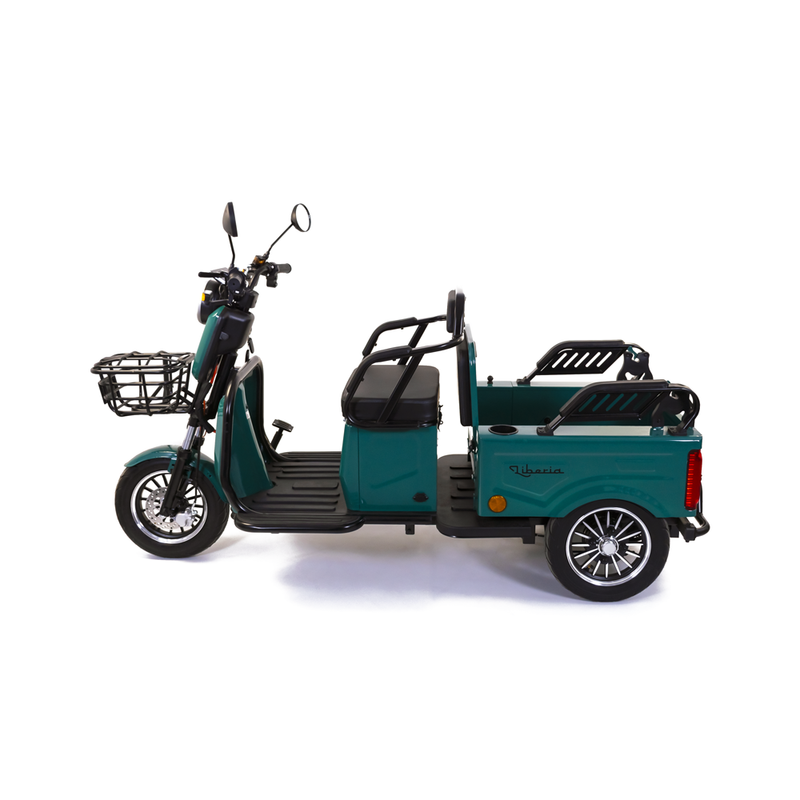 Tricicleta electrica Rotakt Liberia putere 1400W viteza 25 km/h autonomie 48 Km acumulatori 60V/20Ah greutate admisa 292kg fara permis - Albastru